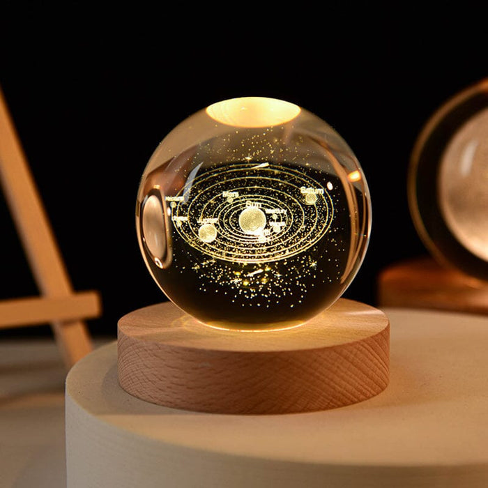 6cm/2.4in crystal ball + 7cm/2.8in warm light background / Solar system