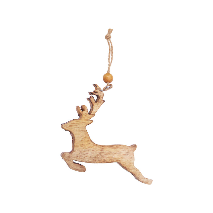 A Brown Sequin Deer Ornament.
