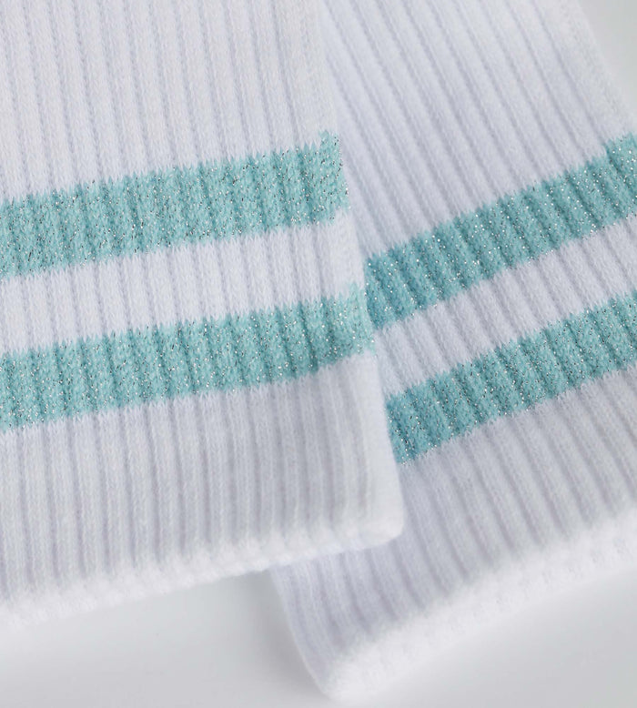 Chaussettes en coton côtelé Blanc et lurex Bleu Dim Mode