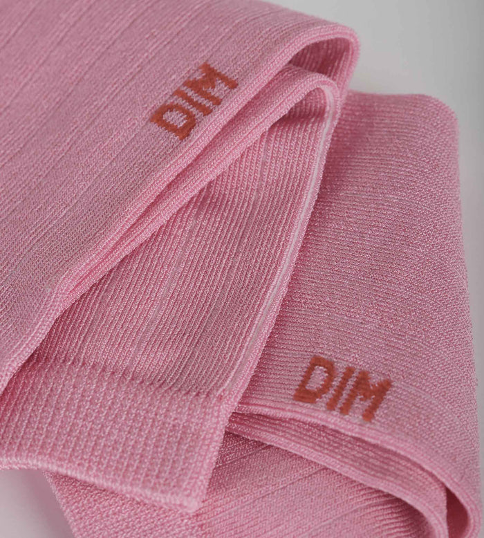 Chaussettes femme côtelées en coton satiné Mauve Dim Mode