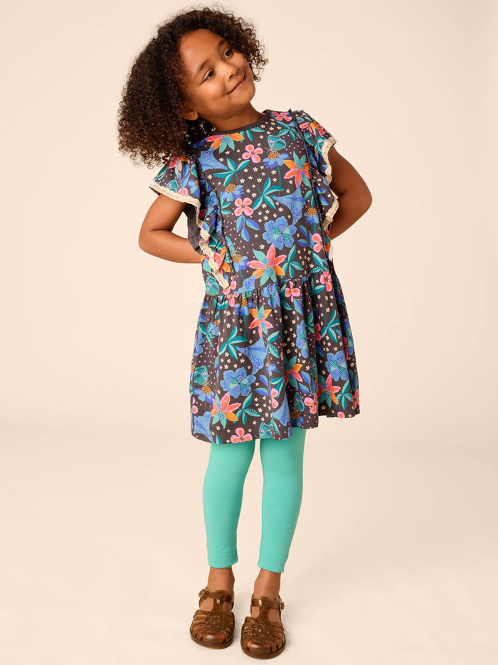 Crochet Trim Ruffle Dress