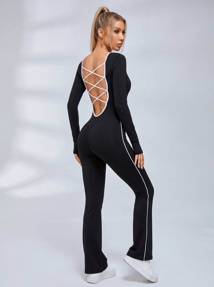 Cross Back Flare Jumpsuit