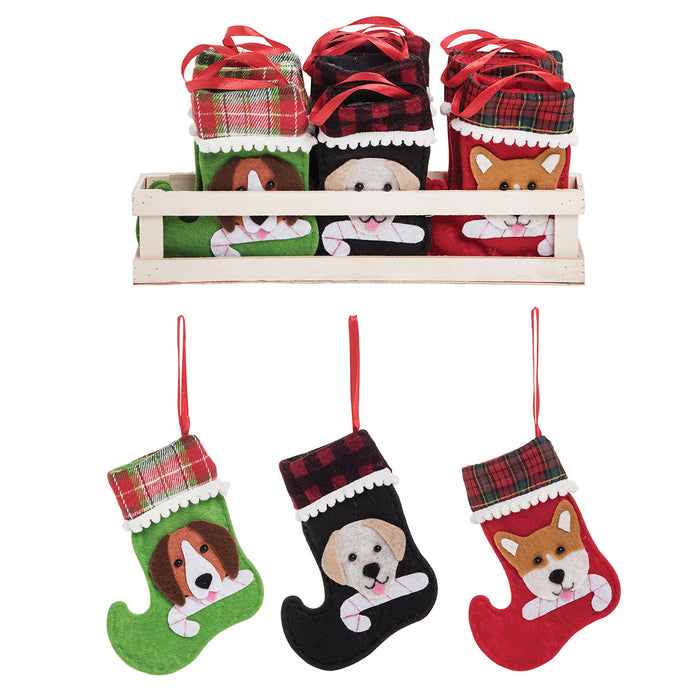 A set of Doggie Mini Stocking ornaments.