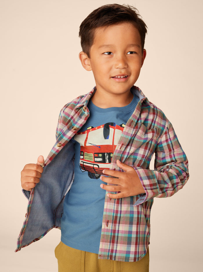 Double Weave Plaid Button Up