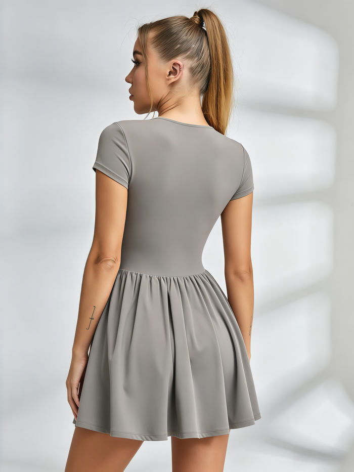 Half-Zip Short-Sleeve Tennis Dress