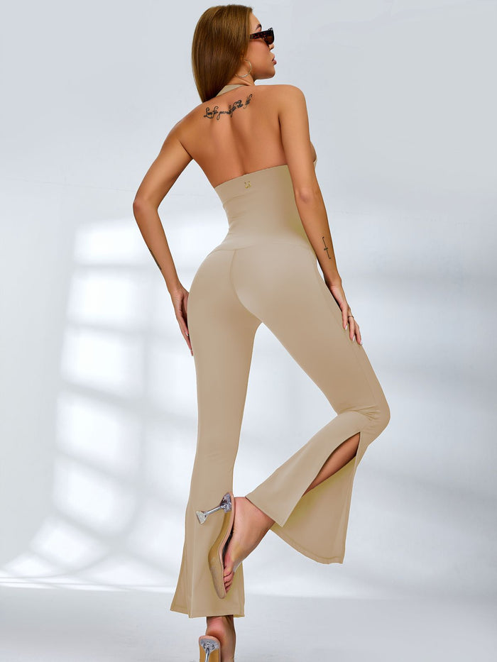 Halter Split Flare Jumpsuit