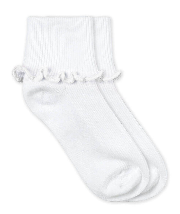 Jefferies Socks Ripple
Edge Turn Cuff Socks-White (Toddler)