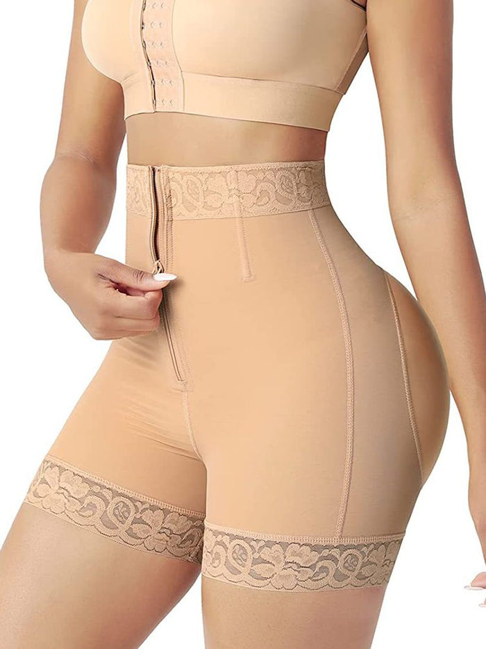 Lace Zipper Push Up Design Corset Shapewear Shorts