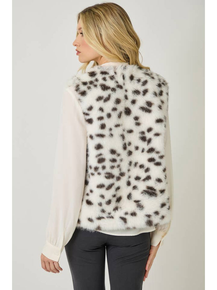 Leopard Faux Fur Vest - Ivory