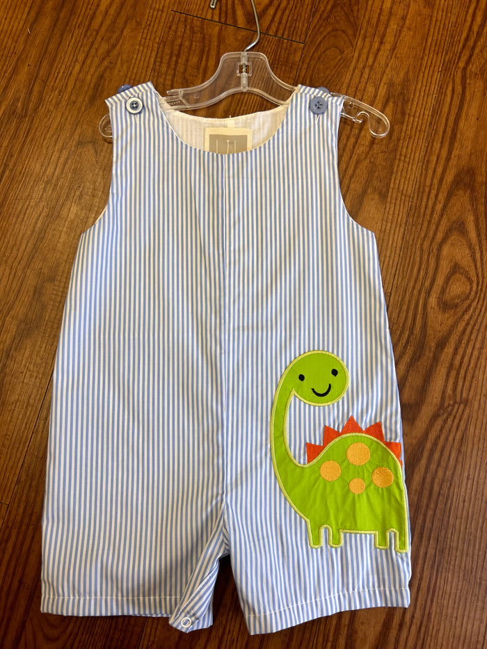 Lil Cactus Blue Striped Dinosaur Romper (2T)