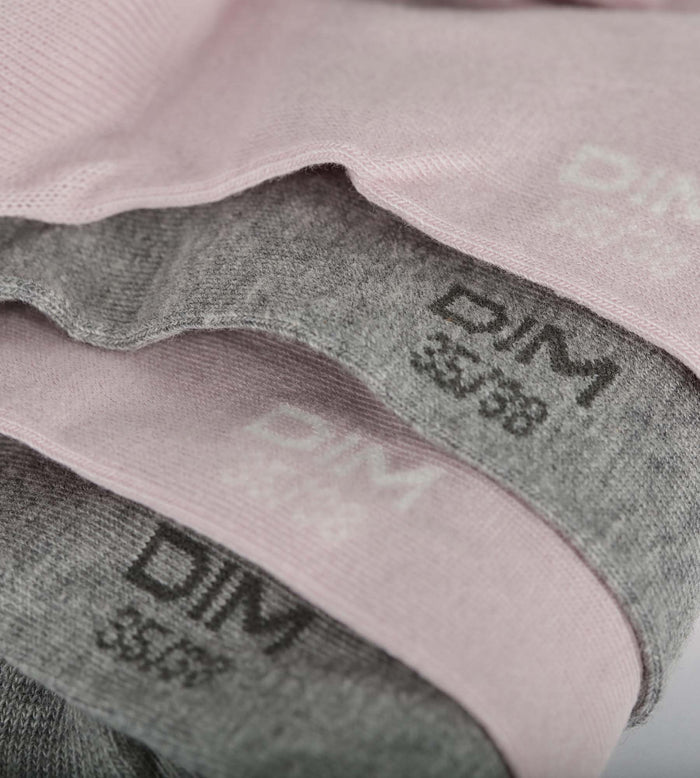 Lot de 2 paires de chaussettes femme Rose Gris Dim Coton