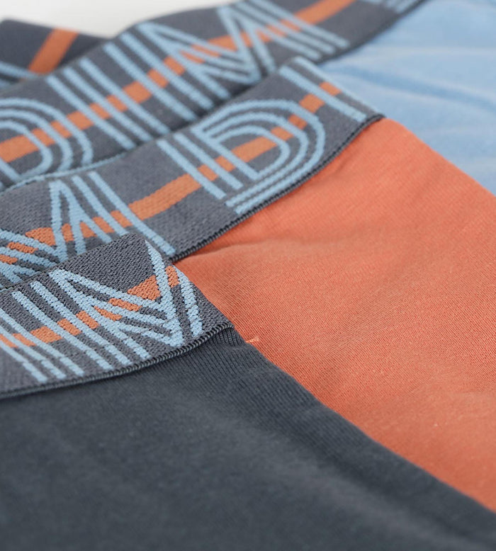 Lot de 3 boxers garçon Bleu Abricot Gris Coton Stretch Kids