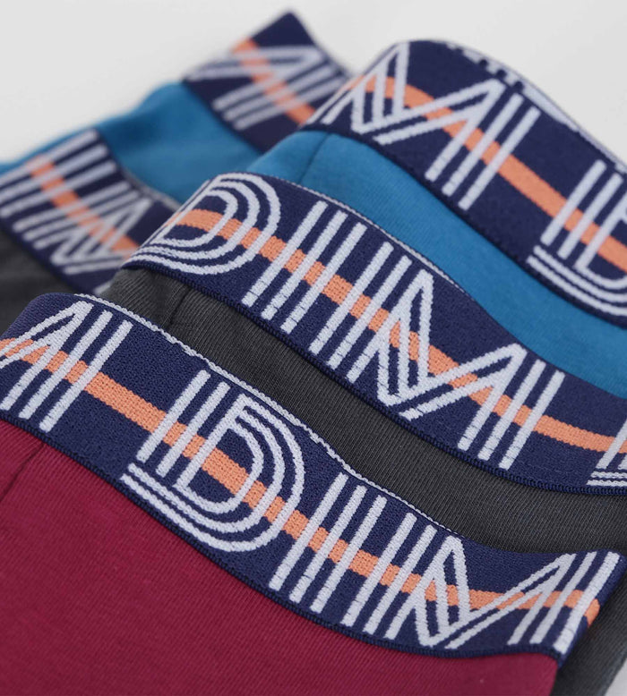 Lot de 3 boxers garçon Bordeaux Bleu Ebene Coton Stretch Kids