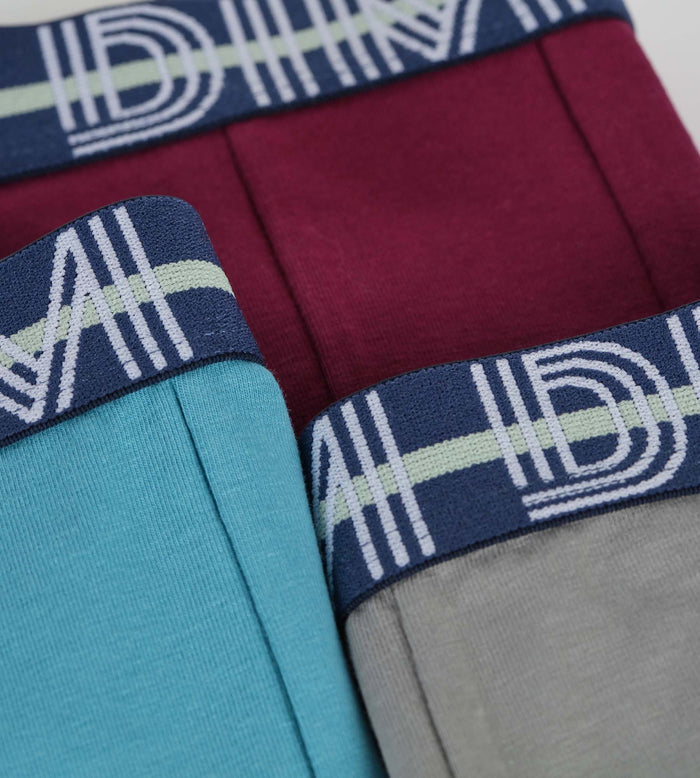Lot de 3 boxers garçon coton stretch ceinture contrastée Carmin EcoDim
