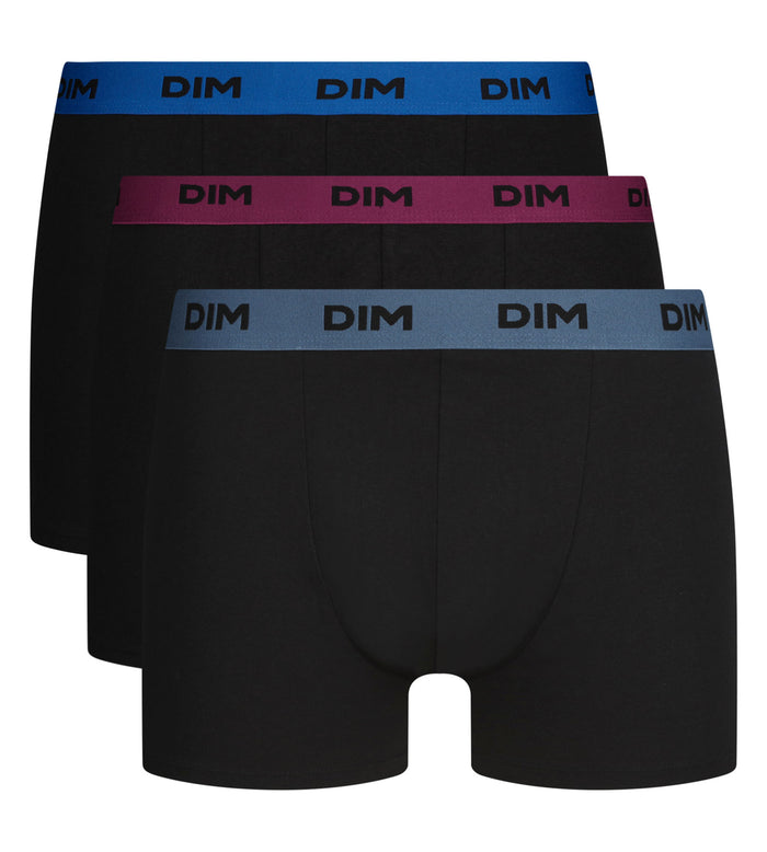 Lot de 3 boxers homme noir ceinture colorée Retro Mix & Colors