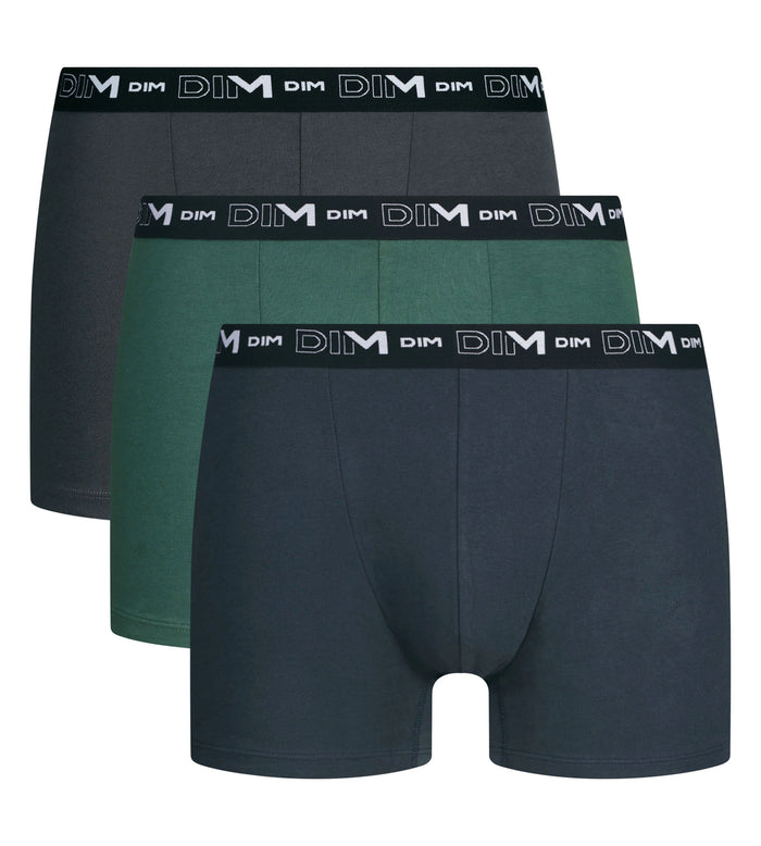 Lot de 3 boxers homme Vert Nébuleuse Dim Coton Stretch