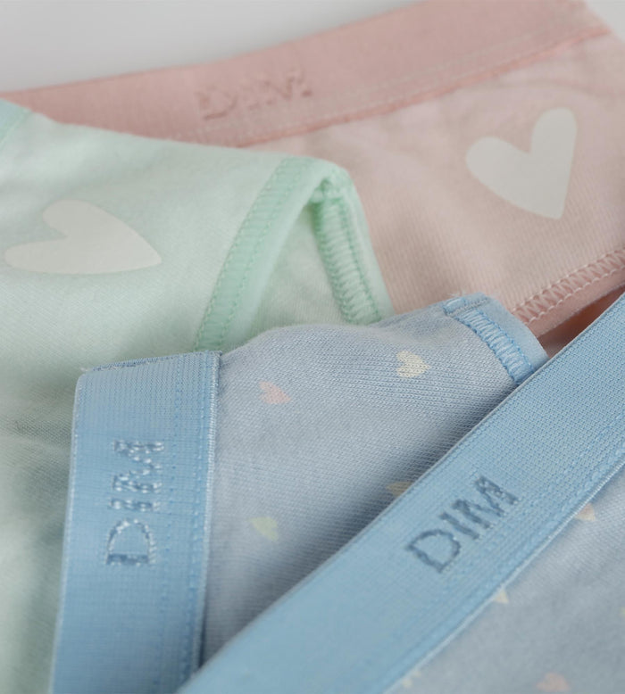 Lot de 3 culottes fille coton stretch Pastel et cœur Les Pockets