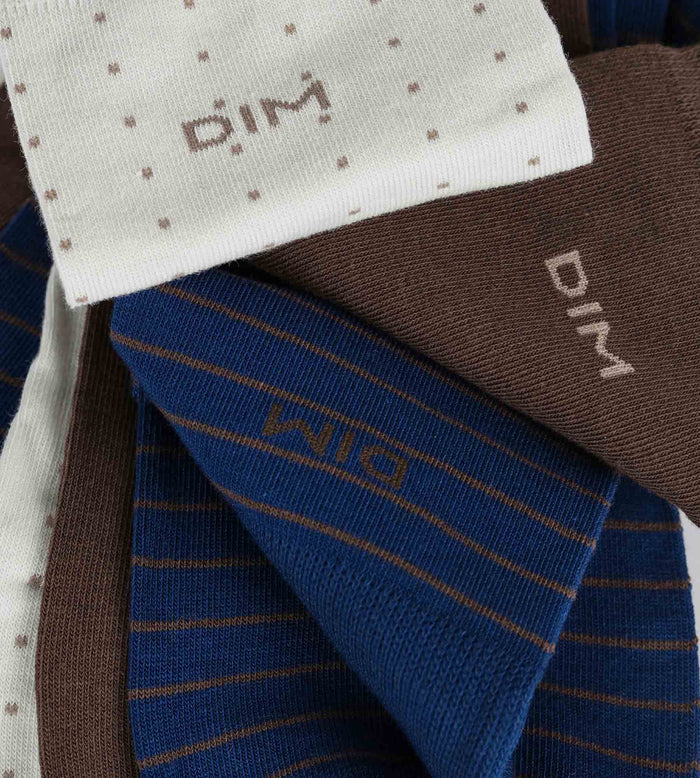 Lot de 3 paires de socquettes homme Bleu Ebene Gris Coton Style
