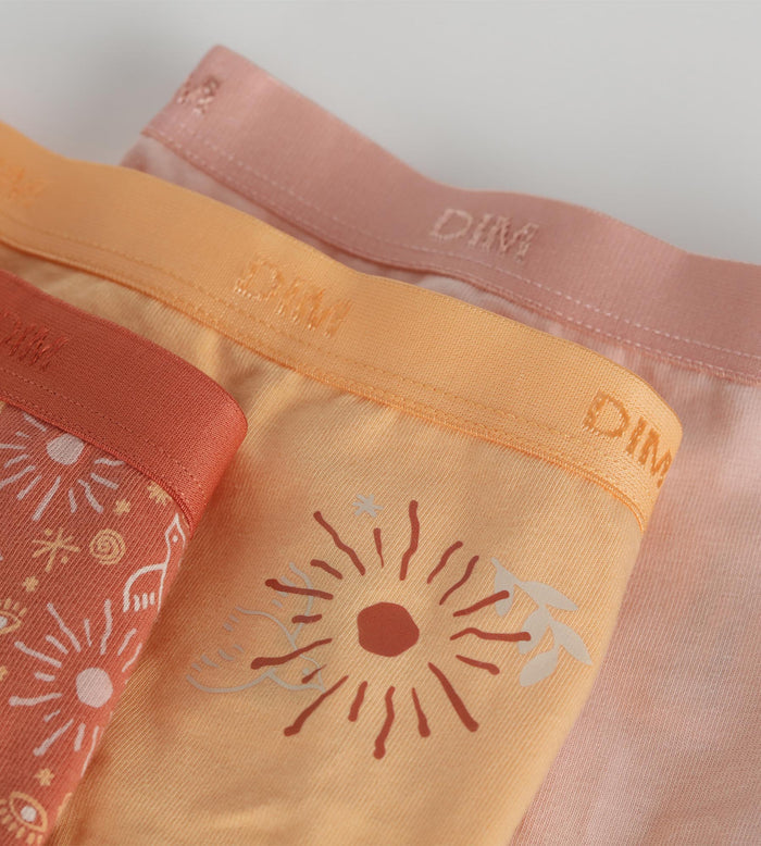 Lot de 3 slips fille en coton stretch motif soleil Les Pockets