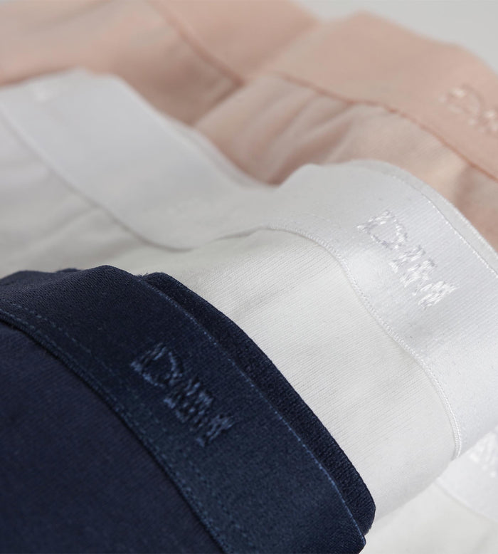 Lot de 3 slips fille en coton stretch Rose Bleu Blanc Les Pockets