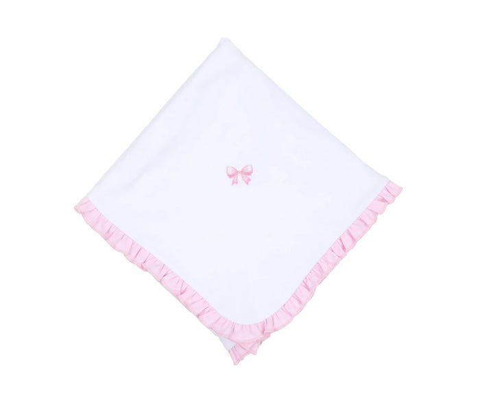 Magnolia Baby Baby Bows Embroidered Ruffle Receiving Blanket