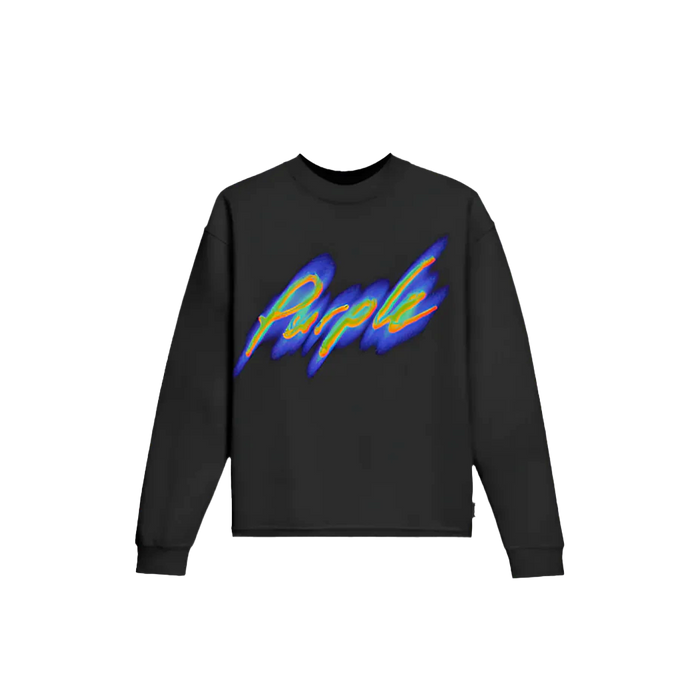 Purple Brand Textured Jersey LS Tee Black Beauty Black