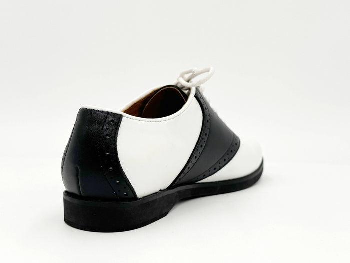 Rizzo Retro Oxford Derby Schuhe, Schwarz-Weiß