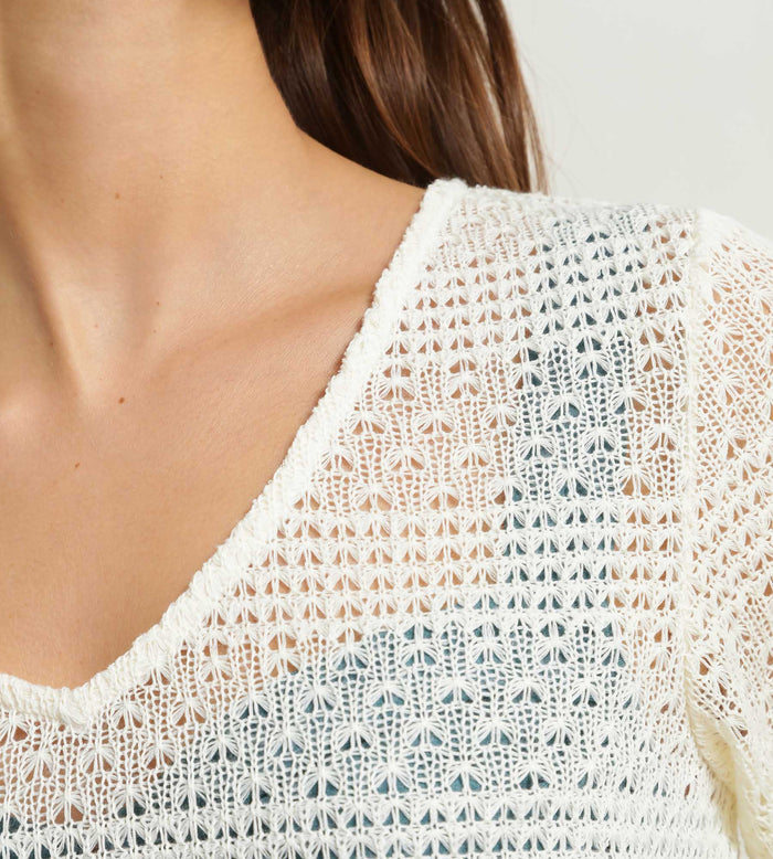 Robe de plage femme en maille Écru Dim
