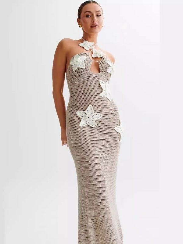 Sexy Fishnet Flower Without Bikini Set Cover-up Dress