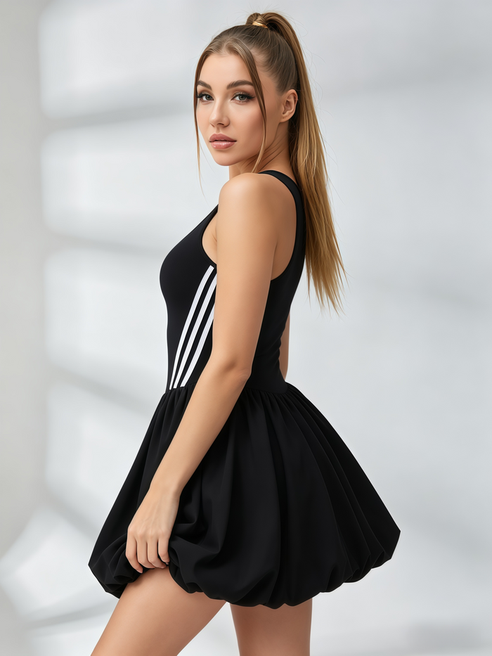 Side-Stripe Bubble Tennis Dress