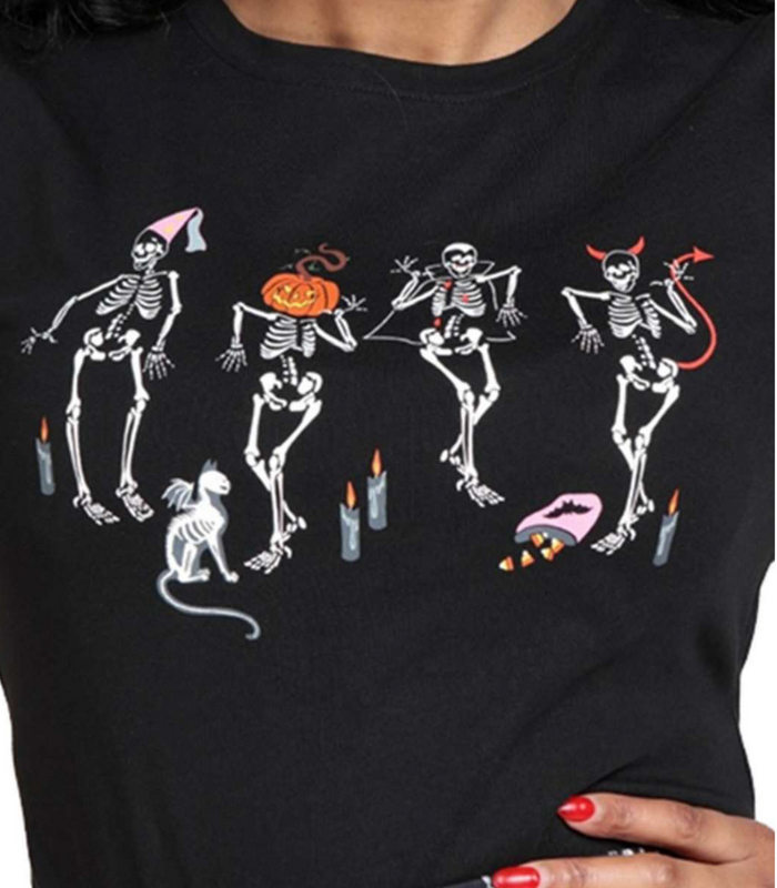 T-Shirt Skeletton Boo-Gie , Schwarz
