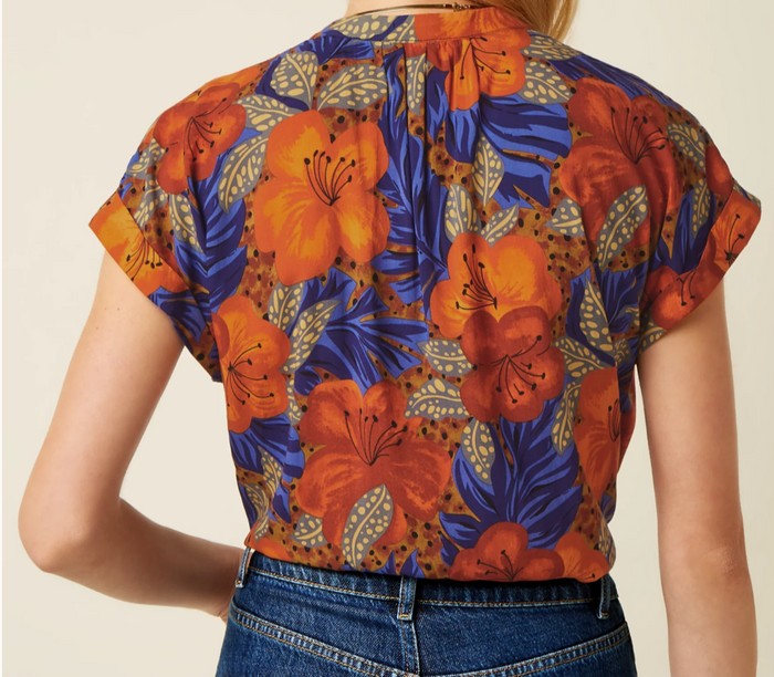 Vintage-Bluse Stella Maui,Blumenprint, Multi