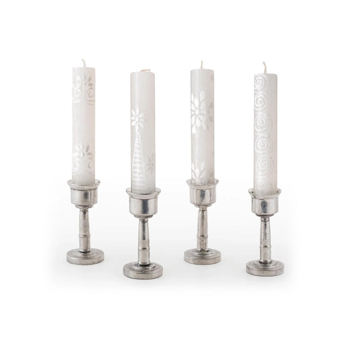 White on White Shabbat Candles Set of 4