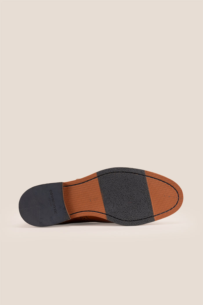 Winston tan Oxford brogue leather shoes for men with intricate detailing, crafted from premium leather for weddings, work, and formal occasions.