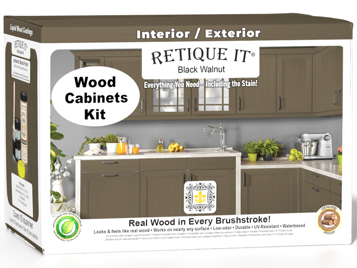 Black Walnut Wood'n Cabinet Kit with 12 smooth doors from Retique It for stained woodworking projects.