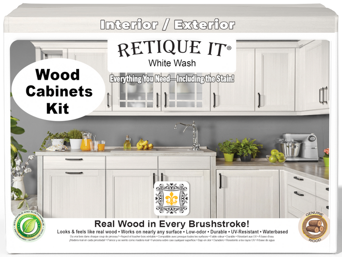 Retique It Wood'n Cabinet Kit with 24 white wash doors and smooth finish, designed for cabinetry staining projects.