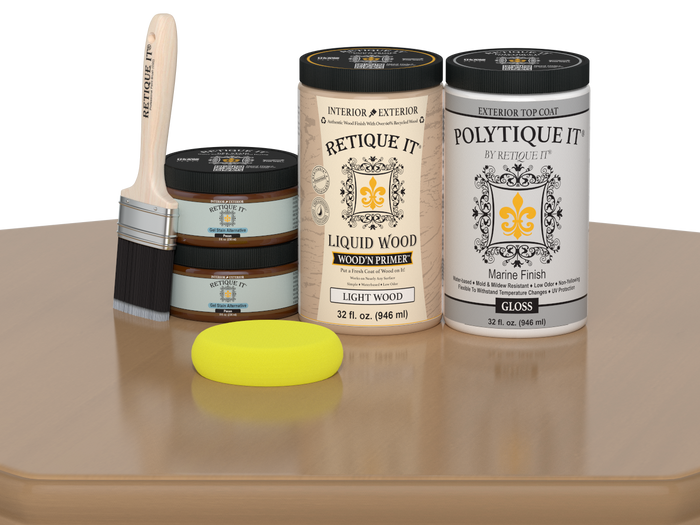 Wood'n Door Smooth Finish Kit (Double Door) - Pecan — Gloss kit contents