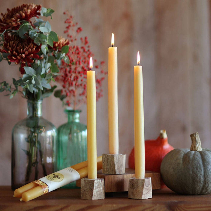 100% Pure Beeswax Tapers: Natural