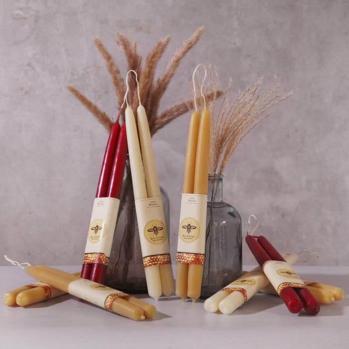 100% Pure Beeswax Tapers: Natural