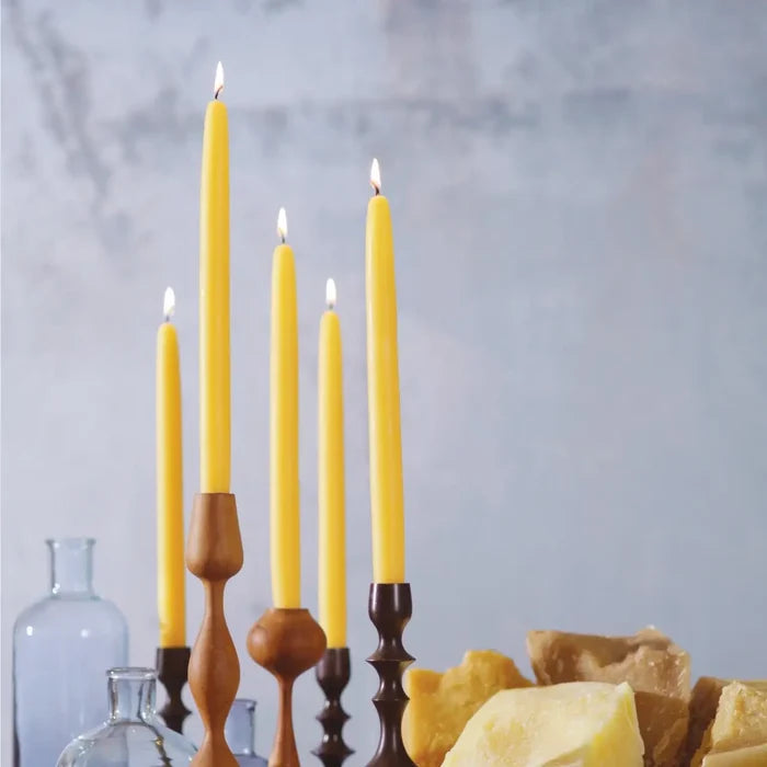 100% Pure Beeswax Tapers: Natural