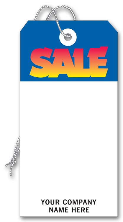 199 Sale Tag Stock Blue White Large 3 1/8 x 6 1/4" QTY 500 Imprinted