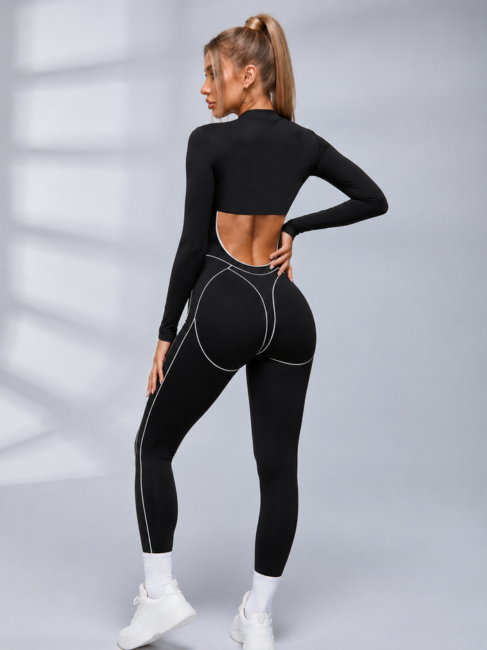 2‑Piece Contrast Piping Cutout Jumpsuit