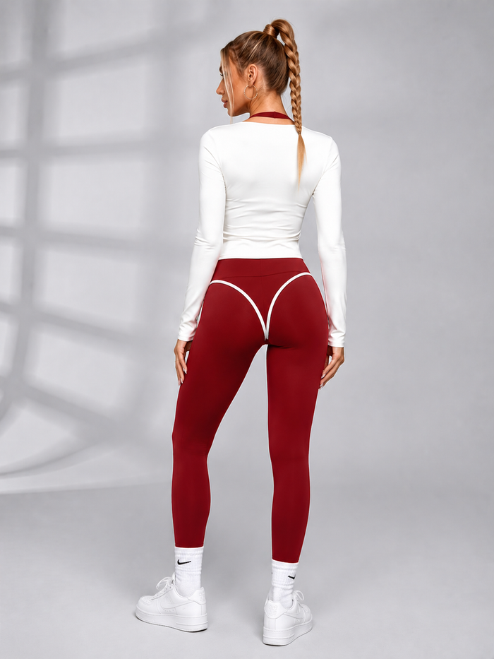 3 Pieces Front Tie Halter Contrast Fitness Set