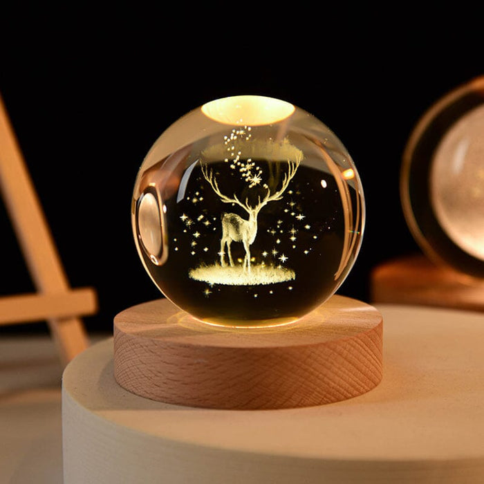 6cm/2.4in crystal ball + 7cm/2.8in warm light background / Elk