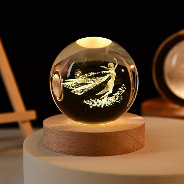 6cm/2.4in crystal ball + 7cm/2.8in warm light background / Elsa