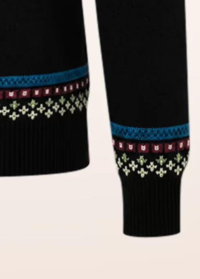 Acorn Fairisle Strickpullover in Schwarz