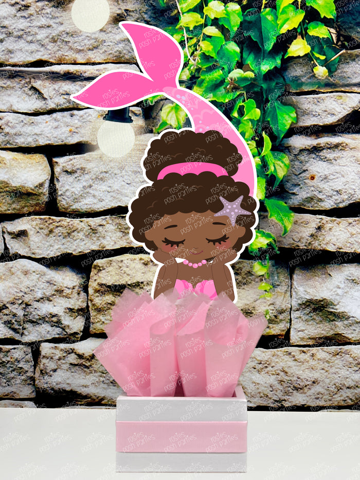 African American Mermaid | Mermaid Baby Shower | Under the Sea Theme Birthday | African Afro Mermaid Centerpiece Party Decoration INDIVIDUAL