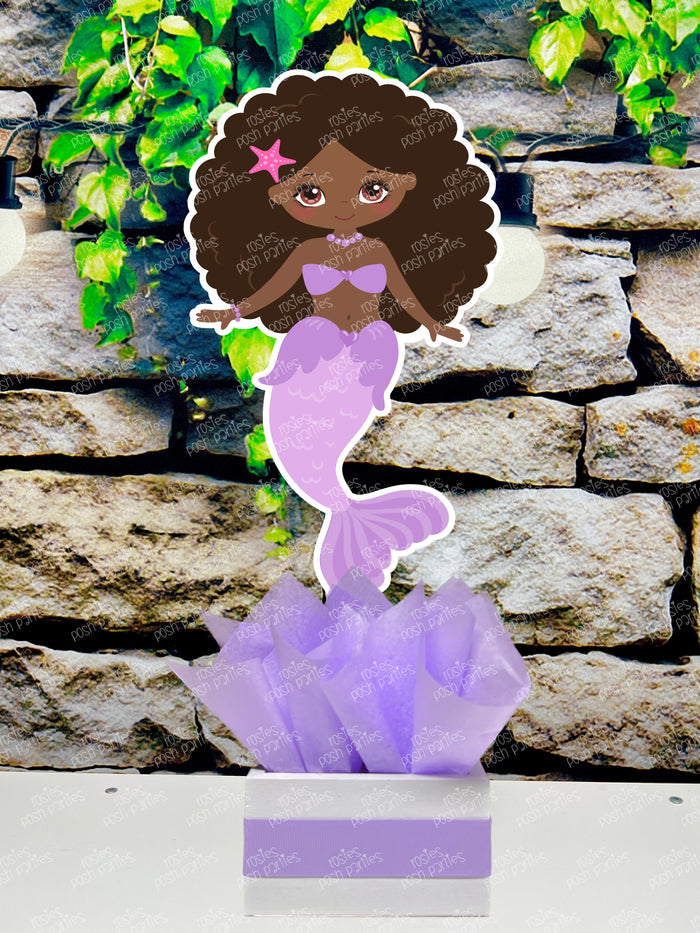 African American Mermaid | Mermaid Baby Shower | Under the Sea Theme Birthday | African Afro Mermaid Centerpiece Party Decoration INDIVIDUAL