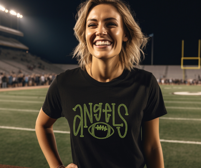 AnyTees Angels Football RHINESTONE TRANSFER