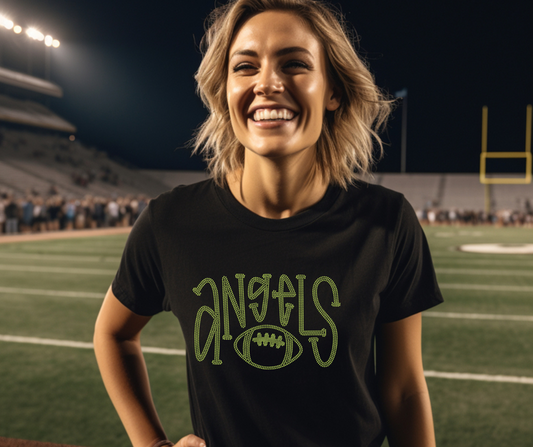 AnyTees Angels Football RHINESTONE TRANSFER